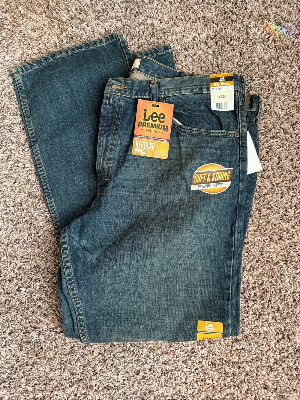 NWT Lee Premium Select Mens Regular Bootcut Jeans 42x30 Dark Tint